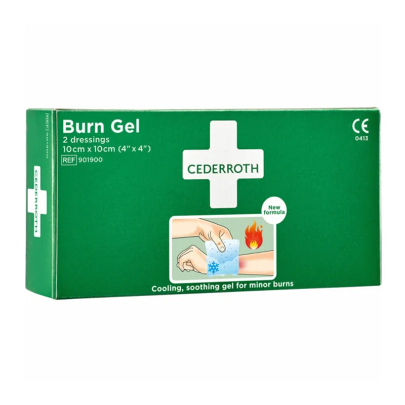 GELKOMPRESSEN CEDERROTH BURN GEL DRESSING ZUR BEHANDLUNG VON VERBRENNUNGEN DIM. 10 x 10 CM PACKUNG À 2 STÜCK