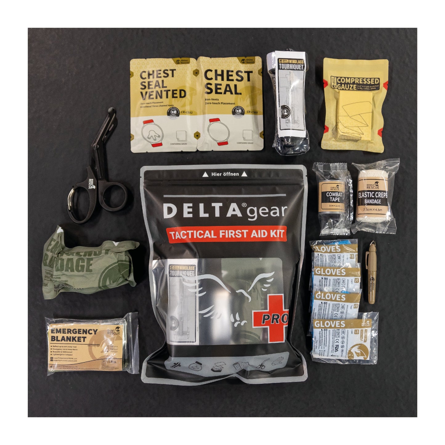 DELTAgear TACTICAL FIRST AID KIT PRO MIT CAT GEN 7 TQ