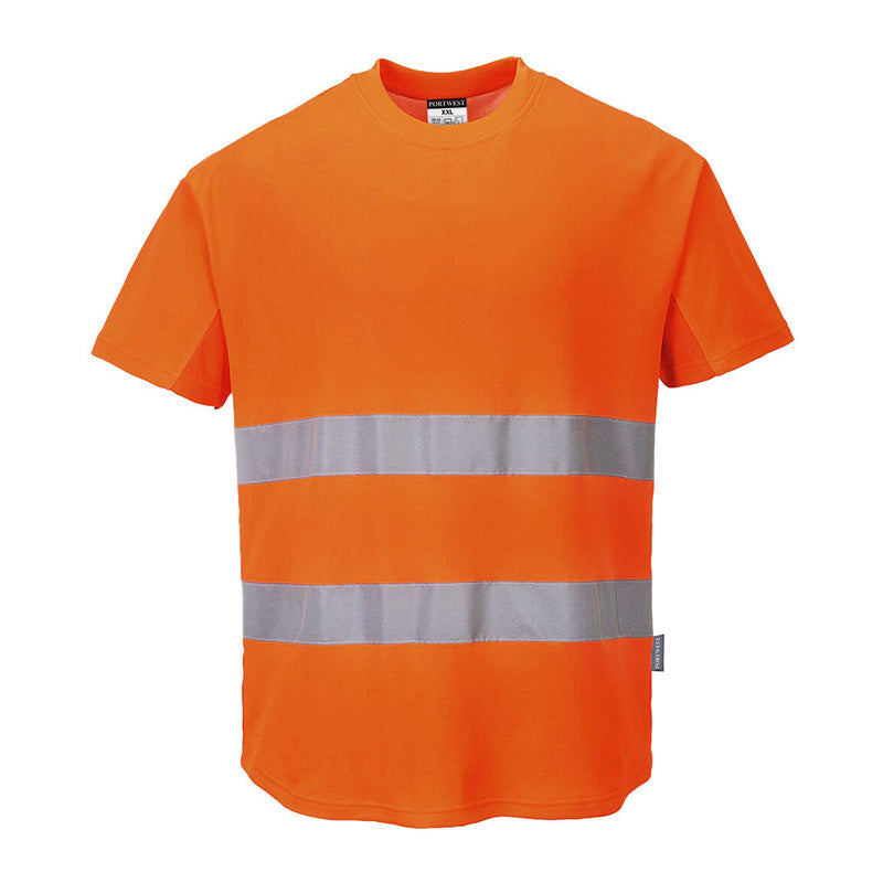 PORTWEST HI-VIS COTTON COMFORT T-SHIRT MIT MESHEINSATZ KURZARM ORANGE