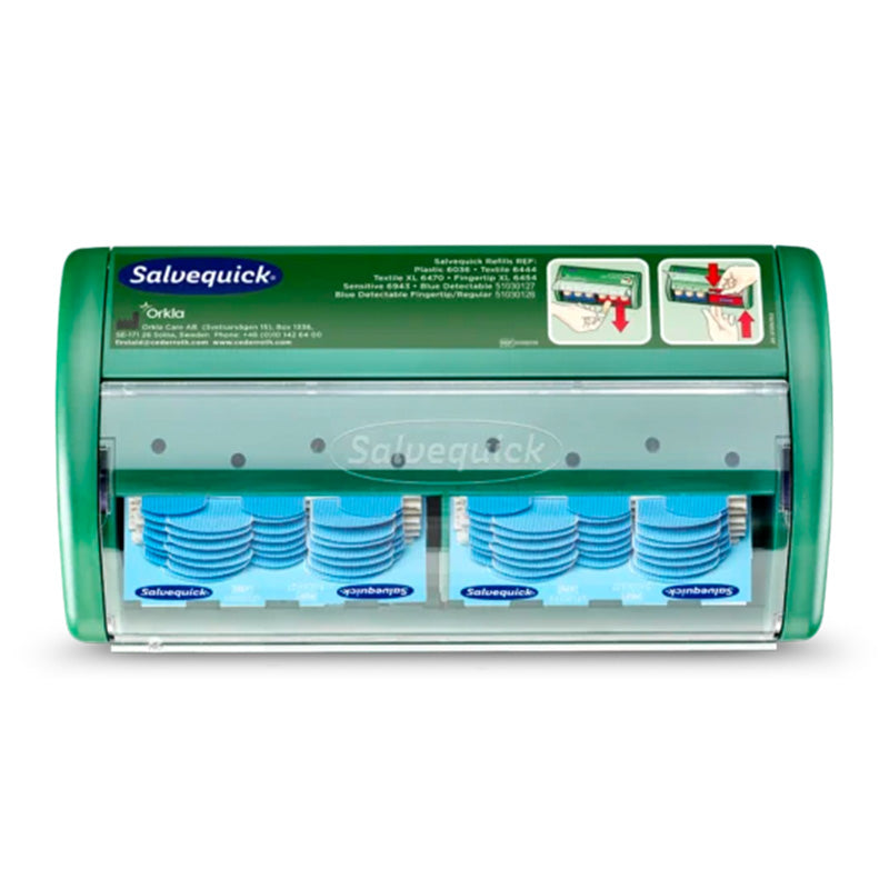SALVEQUICK PFLASTERSPENDER CEDERROTH DETEKTIERBAR BLAU DIM. 230 x 120 x 55 MM. BESTÜCKT MIT 2X REFILL (51030127)