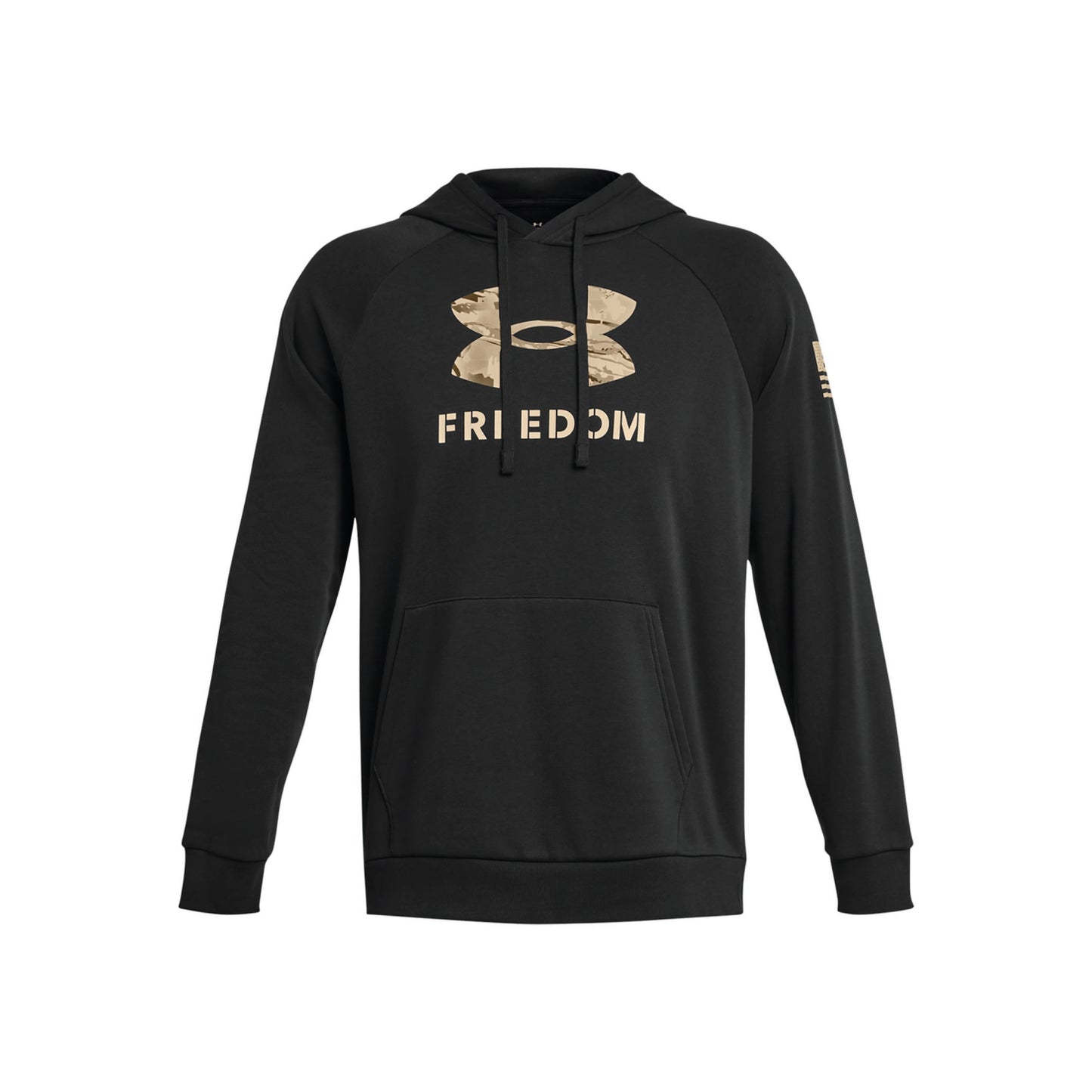 UNDER ARMOUR FREEDOM RIVAL FLEECE BIG FLAG LOGO HOODIE SCHWARZ