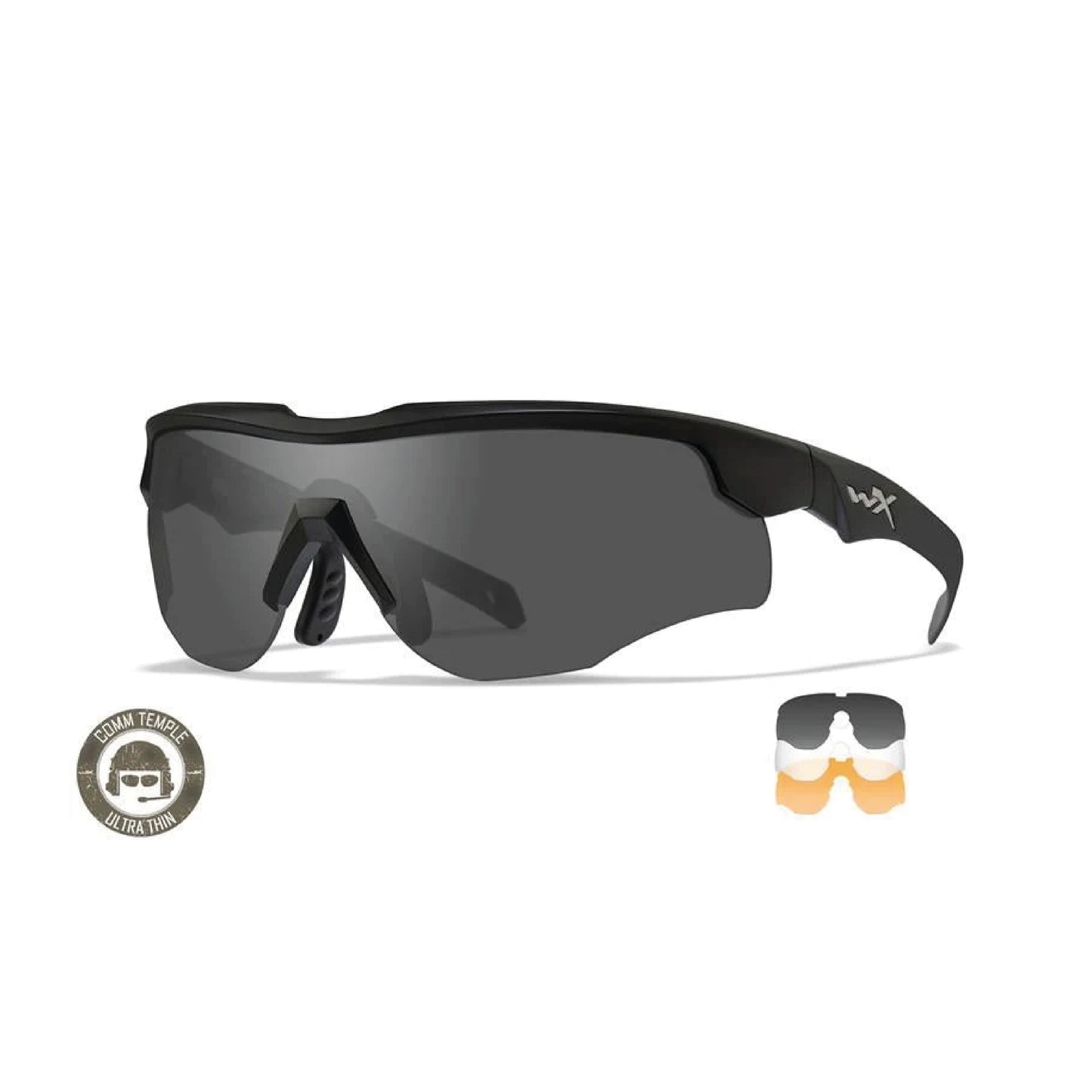 WILEY X SCHUTZBRILLE ROGUE COMM BLACK - SMOKE GREY + CLEAR + LIGHT RUST
