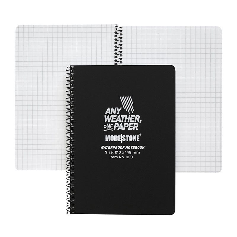MODESTONE WETTERFESTES NOTIZBUCH, 100 SEITEN, 148 x 210 MM, SCHWARZ