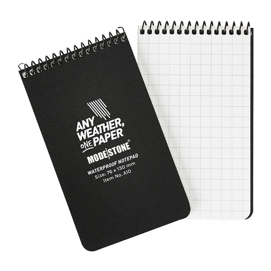 MODESTONE WETTERFESTES NOTIZBUCH, 100 SEITEN, 76 x 130 MM, SCHWARZ