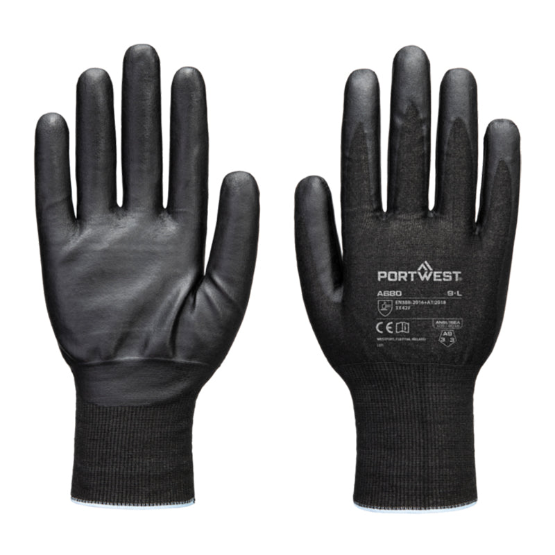 PORTWEST CUT F21 NITRIL-WOLFRAM-HANDSCHUH A9 SCHWARZ