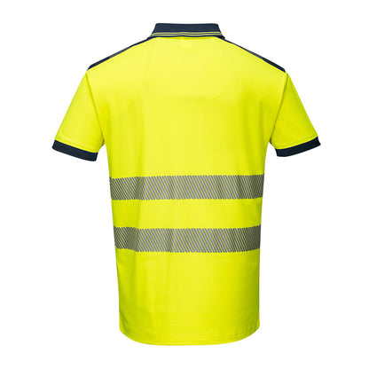PORTWEST HI-VIS COTTON COMFORT POLOSHIRT KURZARM GELB/MARINE