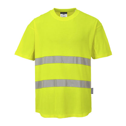 PORTWEST HI-VIS COTTON COMFORT T-SHIRT MIT MESHEINSATZ KURZARM GELB