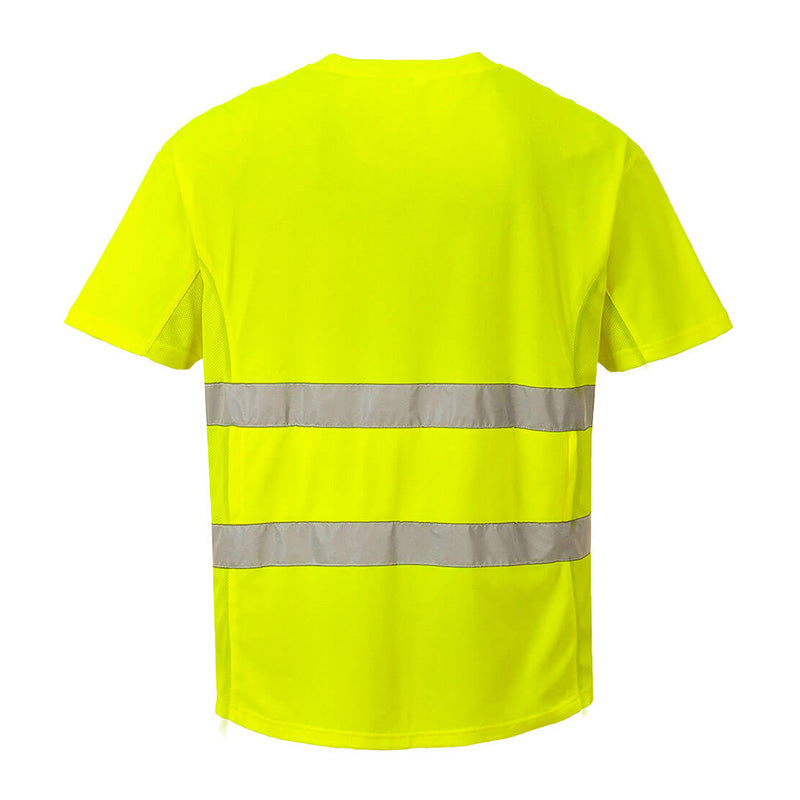PORTWEST HI-VIS COTTON COMFORT T-SHIRT MIT MESHEINSATZ KURZARM GELB