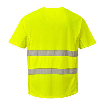 PORTWEST HI-VIS COTTON COMFORT T-SHIRT MIT MESHEINSATZ KURZARM GELB