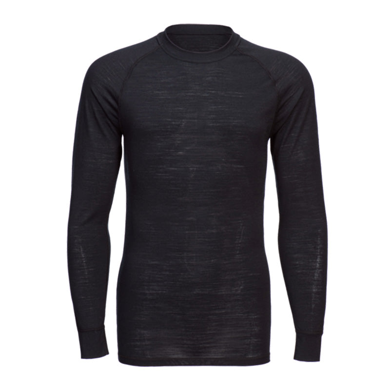 PORTWEST MERINOSHIRT LONGSLEEVE MIT RUNDHALS SCHWARZ
