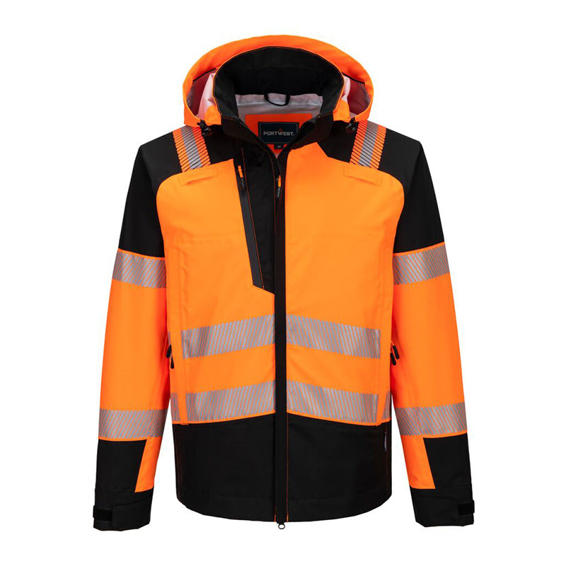 PORTWEST PW3 HI-VIS REGENJACKE ORANGE/SCHWARZ