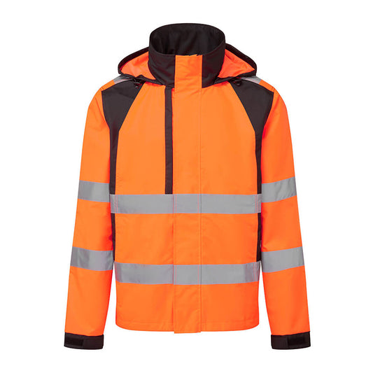 PORTWEST WX2 ECO HIGH-VIS REGENJACKE ORANGE/SCHWARZ