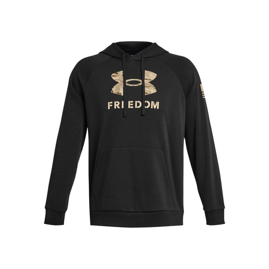 UNDER ARMOUR FREEDOM RIVAL FLEECE BIG FLAG LOGO HOODIE SCHWARZ