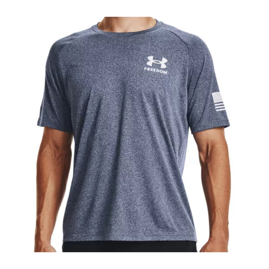 UNDER ARMOUR TECH FREEDOM SHORT SLEEVE T-SHIRT PITCH GREY HEATHER